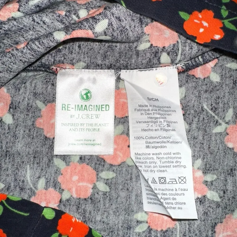 NWOT J. Crew Tissue Navy and Orange Floral Long Sleeve Turtleneck SMALL